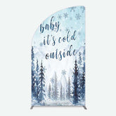 Aperturee Aperturee Winter Snowflake Cold Outside Baby Shower Half Moon Arch Backdrop